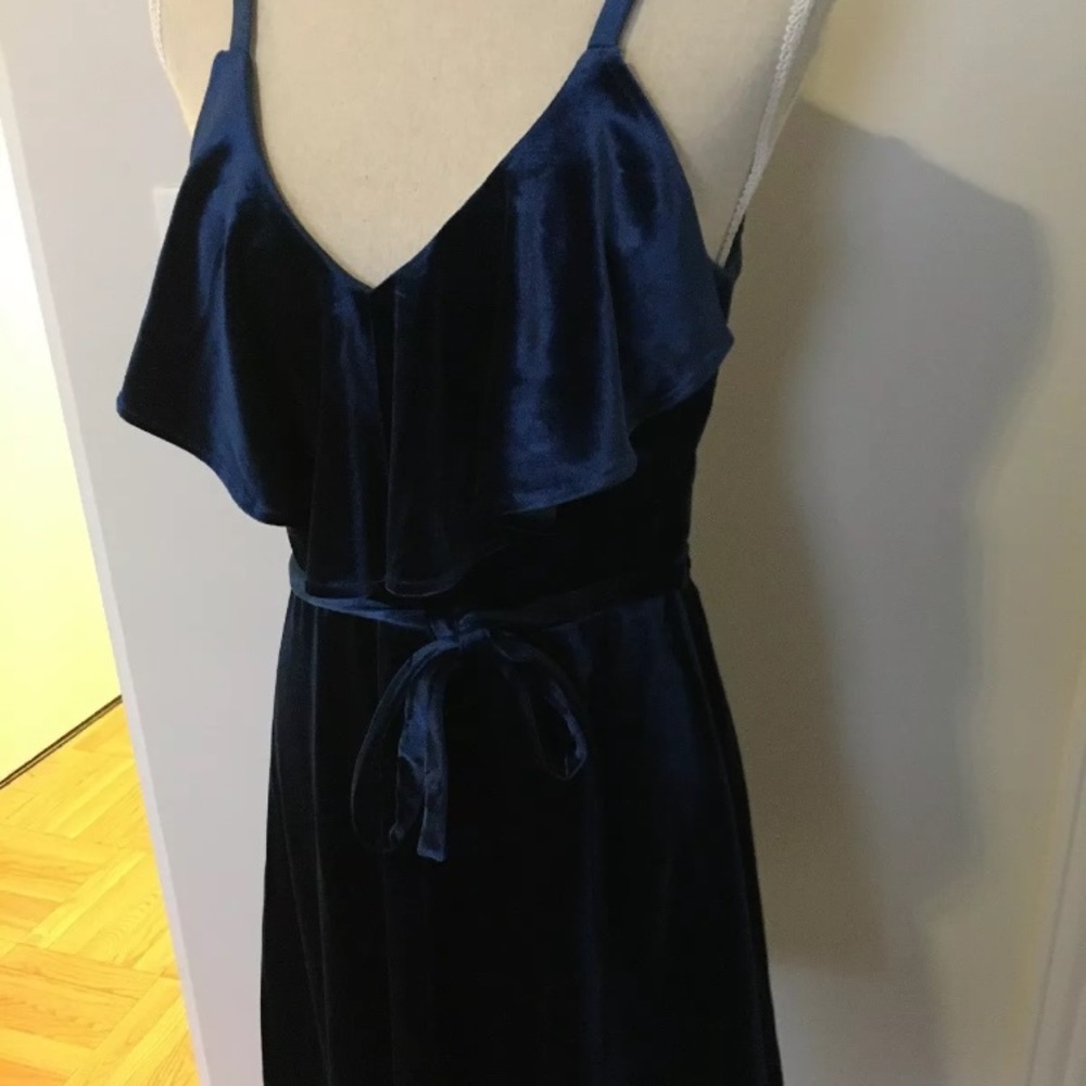J.O.A Velvet Blue Dress
